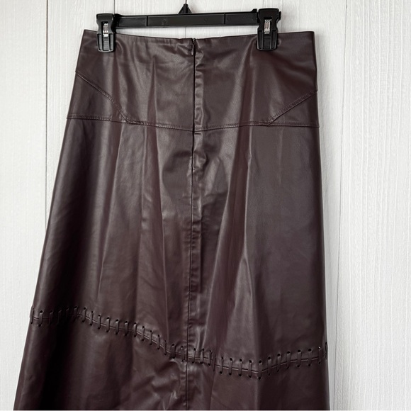 Zara Dark Brown A-Line Faux Leather Skirt - Picture 5 of 7